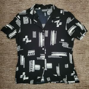Vintage 80s Retro Geometric Collared Button Up Shirt